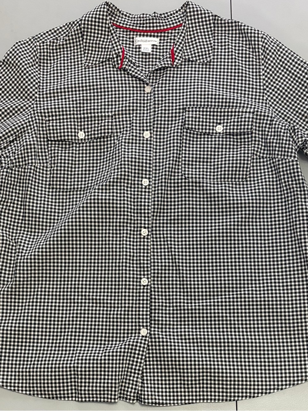 croft & barrow Black and White Gingham Button-Down Shirt